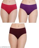 Solid Mid Rise Hipster Cotton Briefs for Women, Pack of 3 