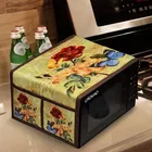Crosmo Yellow Flower Print Knitted Microwave Oven Cover 95x20cm (Pack of 1)