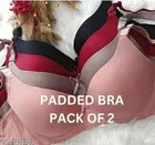 Nylon Lycra Printed Bra for Woman, Pink, Pack of 2 