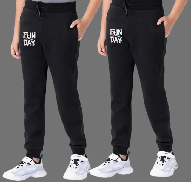 Cotton Blend Trackpants for Boys (Black, 10-11 Years) (Pack of 2)