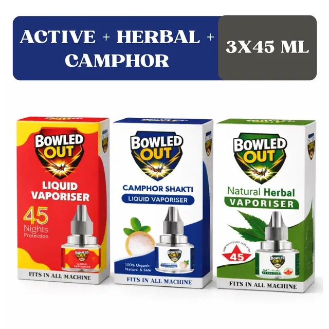 बोल्ड आउट लिक्विड वपूरिज़र कॉम्बो (एक्टिव, हर्बल & केम्फर) 3X45 ml