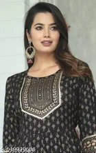 Rayon Kurti for Women, Black 