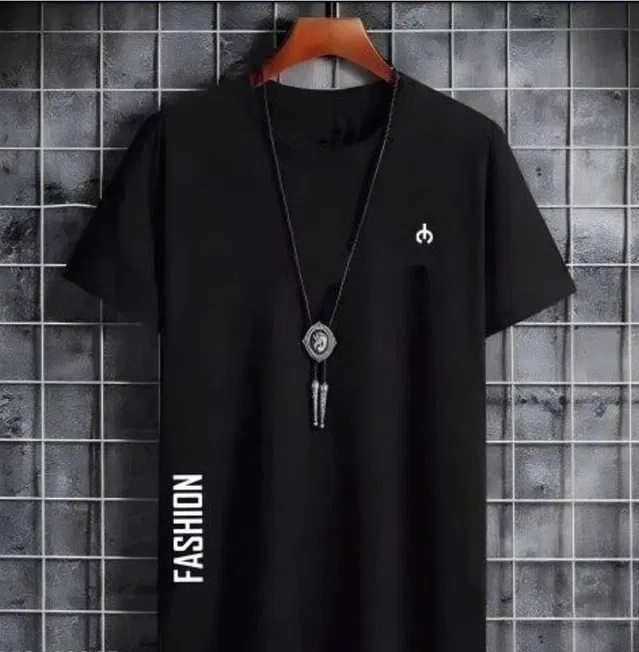 Round Neck Logo Print T-Shirt for Men (Black, XL)