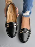 Solid Synthetic Ballerinas for Women 