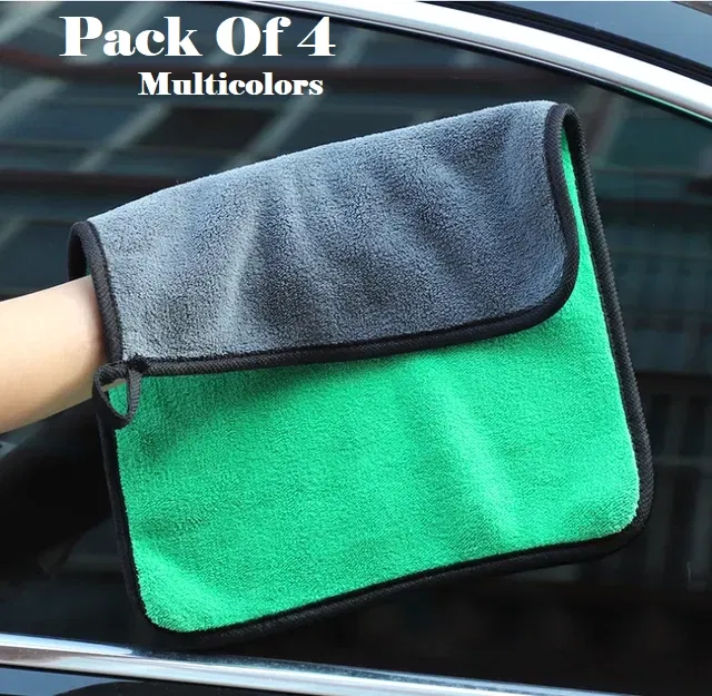 Microfiber Thick Lint & Streak-Free Multipurpose Cleaning Clothes (Multicolor, Pack of 4)