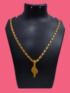 Alloy Gold Plated Pendant with Chain for Men & Women (Gold)