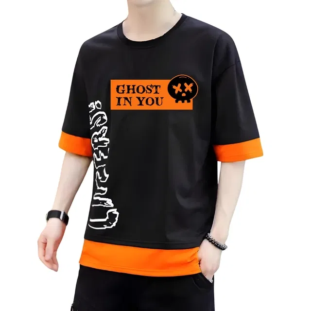 Cotton Blend Round Neck T-Shirts for Boys (Black, 4-5 Years)