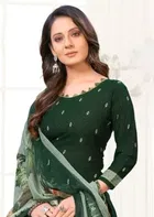 Crepe Unstitched Suit for Women, Green 