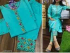 Cotton Embroidered Kurta with Pant for Women 