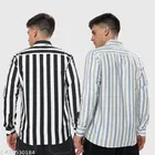 Cotton Blend Striped Shirts for Men, Multicolor 