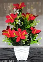 Plastic Artificial Flower With Pot,Multicolour