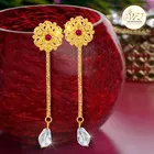Designer Gold Plated Chain Drop Earrings Set for Women & Girls 