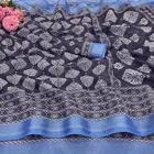 Linen Printed Saree for Women, Multicolor 