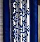 Polyester Door Curtains, 7 Feet, Blue, Set Of 2