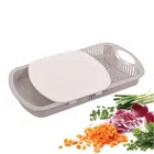 Plastic Chopping Board with Tray (Grey, Set of 1)