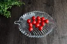 Afast  Stylish Modern Elegant Transparent Crystal Lightweight Durable Glass 20 cm Leaf Plate for Serving Dry Fruits, Snacks, Candy Sweets and Decoration