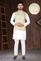 Cotton Button Kurta Set for Men 