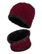 Woolen Beanie Cap with Neck Warmer for Men & Women 