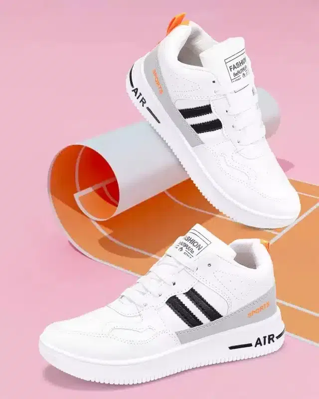 Casual Shoes for Men (White & Grey, 10)