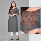 Solid Embroidered Rayon Kurti for Women 