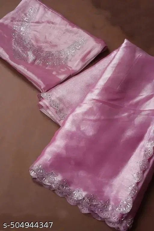 JImmy Choo Solid Saree for Women, Pink (6.3 m)