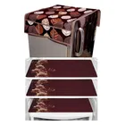 PVC Printed Fridge Top Cover with 3 Pcs Shelf Mats & Handle Cover 