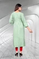 Rayon Slub Embroidered Kurti for Women 