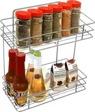 2-Tier Wall Mount Multipurpose Utensil, Spice Storage Kitchen Rack and Organizer for Kitchen and Bathroom, Stainless Steel 