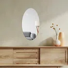 Acrylic Oval Shaped Wall Mirror Stickers (Silver, 20x30 cm)