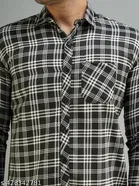 Cotton Blend Checked Shirts for Men, Black 