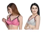 Cotton Blend Solid Non Padded Feeding Bras for Women 