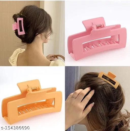 Plastic Hair Clutcher for Women & Girls (Multicolor, Pack of 2)