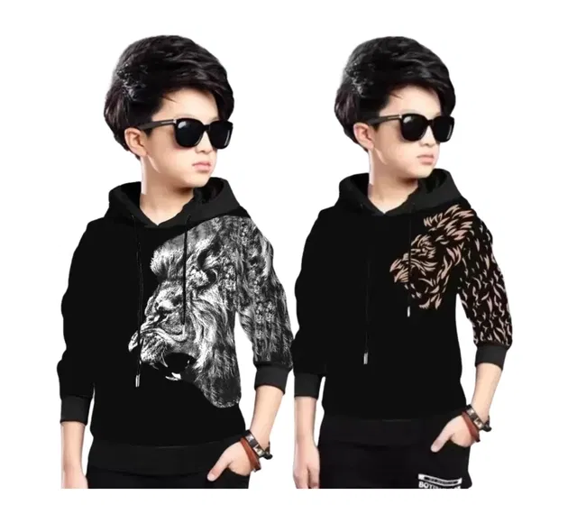 Cotton Blend Hood Neck Sweatshirts for Boys (Multicolor, 15-16 Years) (Pack of 2)
