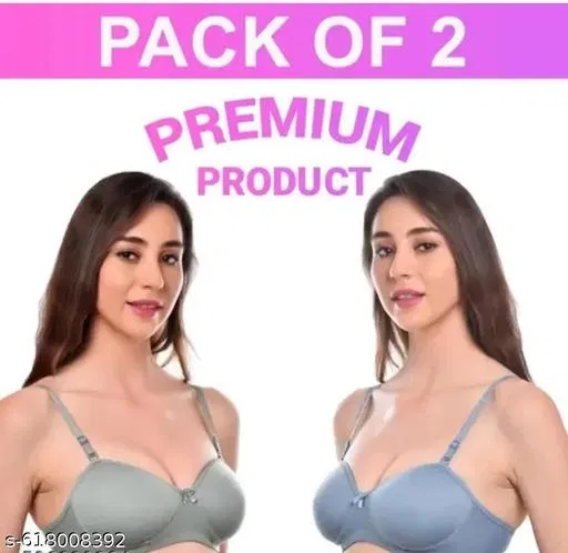 Padded Bra for Women, Pack of 2 (Pink, 34B)
