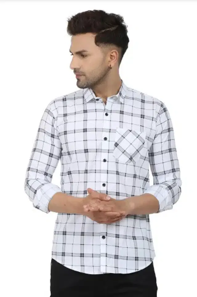 Full Sleeves Shirt for Men (White, XL)
