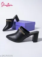 Shoetopia Navy Blue Synthetic Pumps Pointed Toe Mules 