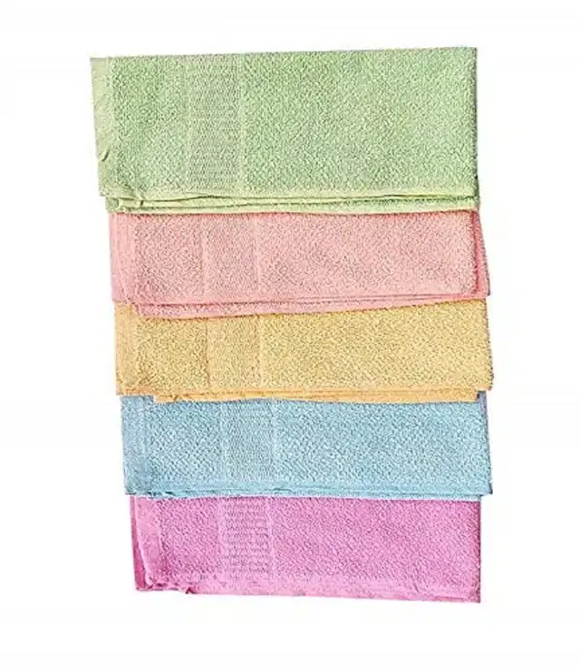Cotton High Absorbent Antibacterial Hand Towels (Pack of 5) (Multicolor, 14x21 inches)