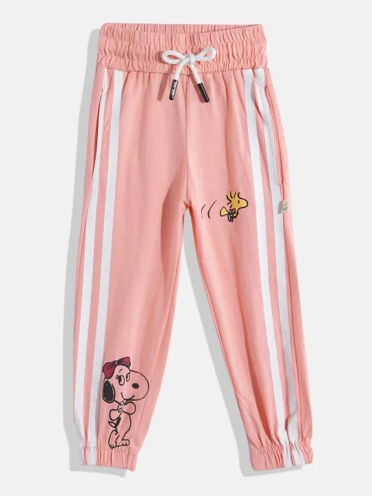 Cotton Striped Trackpants for Girls (Pink, 2-3 Years)