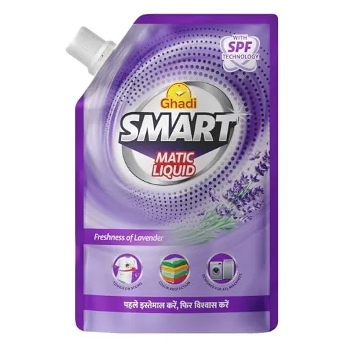 घड़ी स्मार्ट मैटिक लिक्विड डिटर्जेंट लैवेंडर फ्रेगरेंस 850 ml (पाउच)