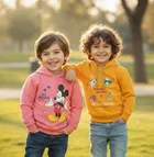 Round Neck Printed Wool Hoodie For Boys, Multicolour 