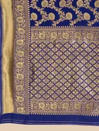 Litchi Silk Floral Saree for Women, Navy Blue 