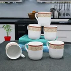 6 PCS CERAMIC TEA & COFFEE CUP SET -Belly with Yellow Stripe