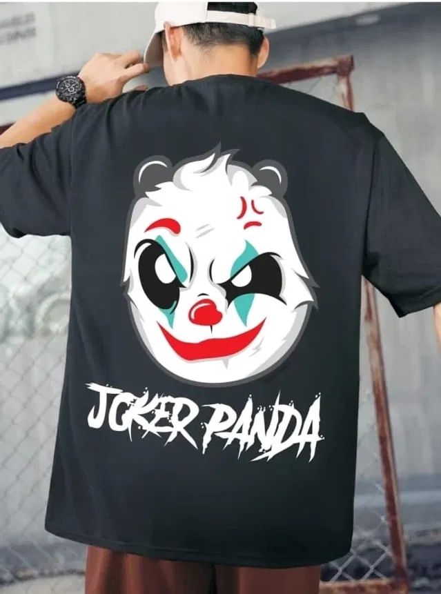 Round Neck Printed T-Shirt for Men (Black, M)