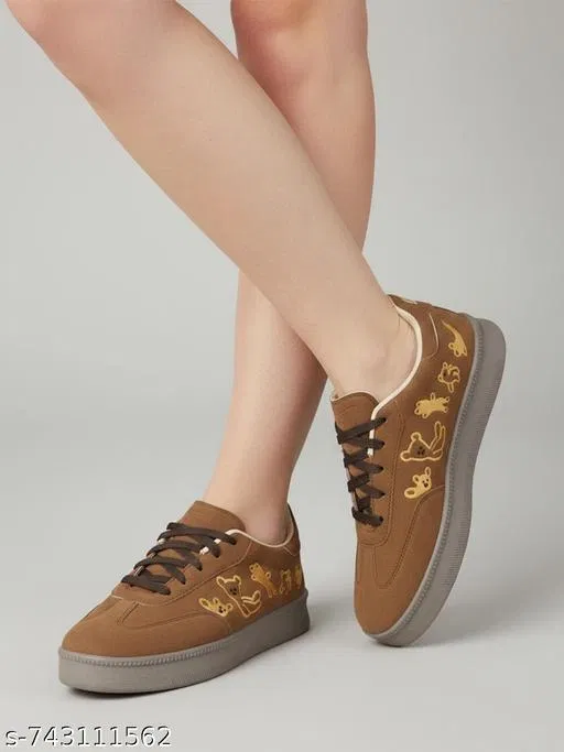 Shoetopia Girls Sneakers Brown (14-15 Years)