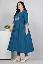 Zari Embroidered Cotton Blend Anarkali Kurti for Women 