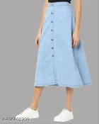 Denim Solid Skirt for Women (Sky Blue, 28)