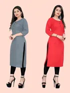 Crepe Solid Kurtis for Women 