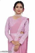 Jimmy Choo Solid Saree For Women, Pink
