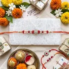 Designer Moti Rakhi for Brother Multicolor