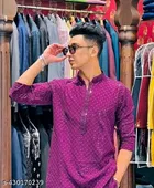 Embroidered Mandarin Neck Kurta for Men 